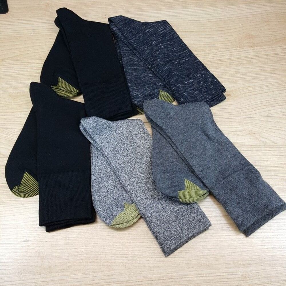 GOLD TOE Mens Dress Socks Black Gray 5-Pack Cambridge Crew Rayon Knit Blend